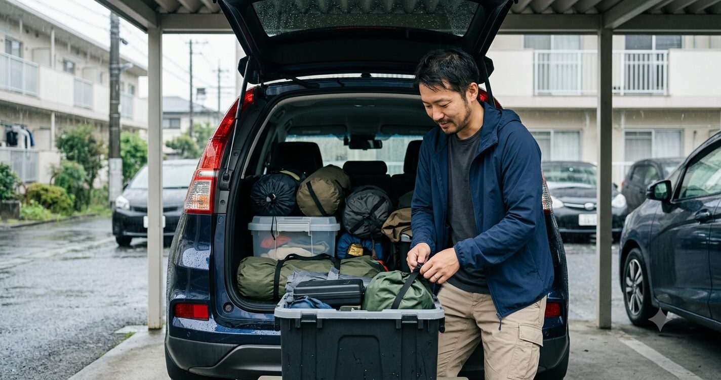 子連れキャンプで荷物を減らすコツのイメージ