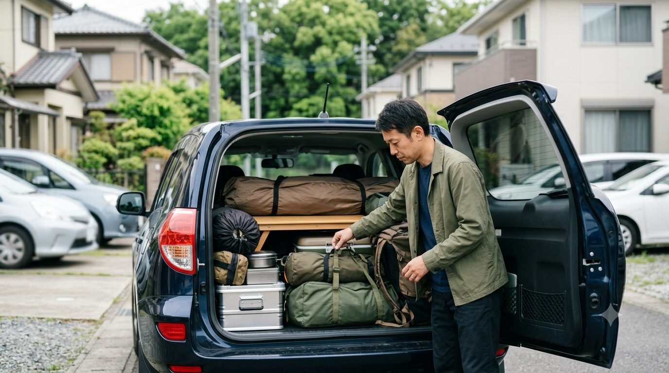 キャンプ荷物を減らすコツのイメージ