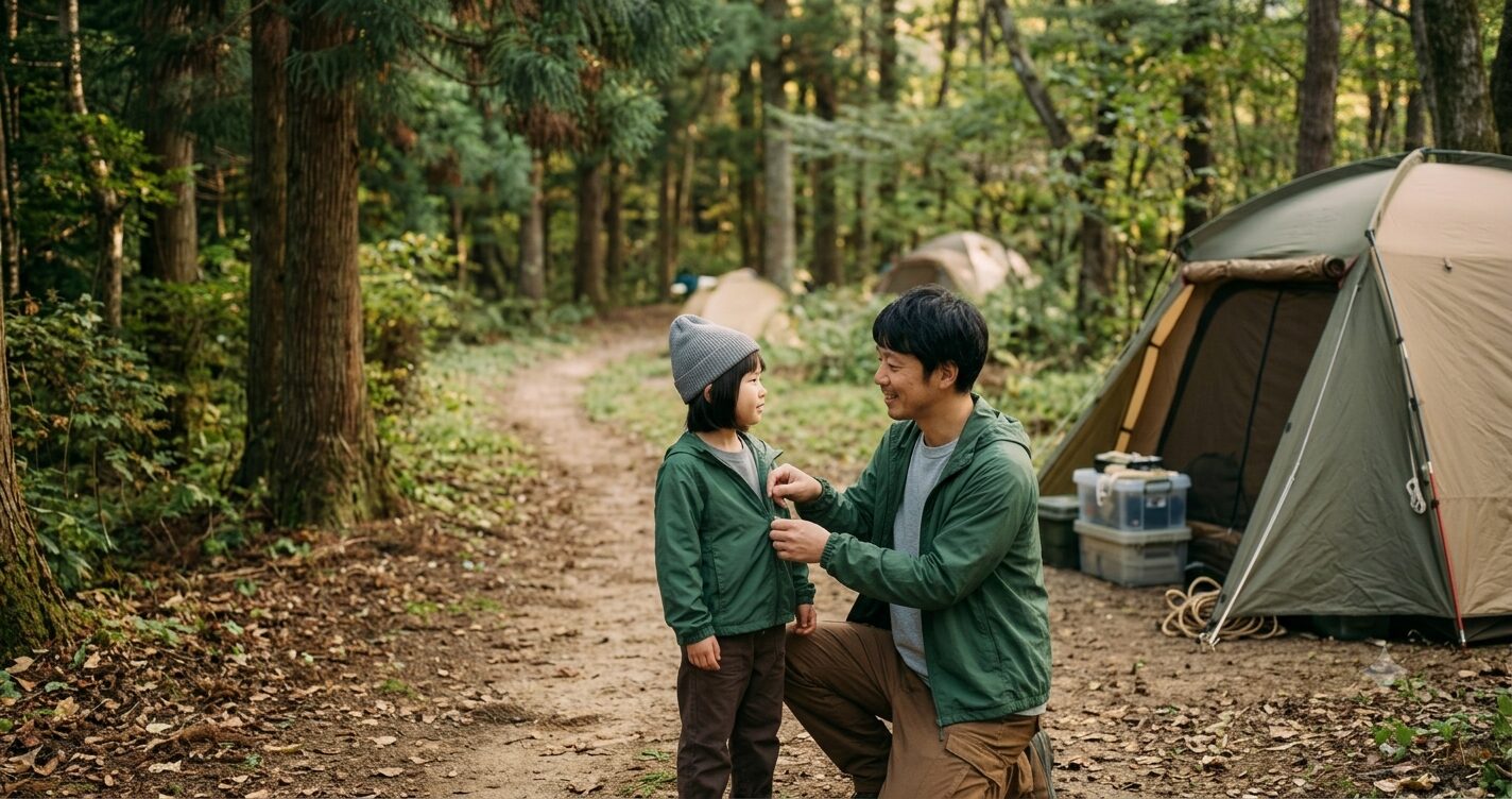 子どもの春キャンプ服装を表すイメージ画像