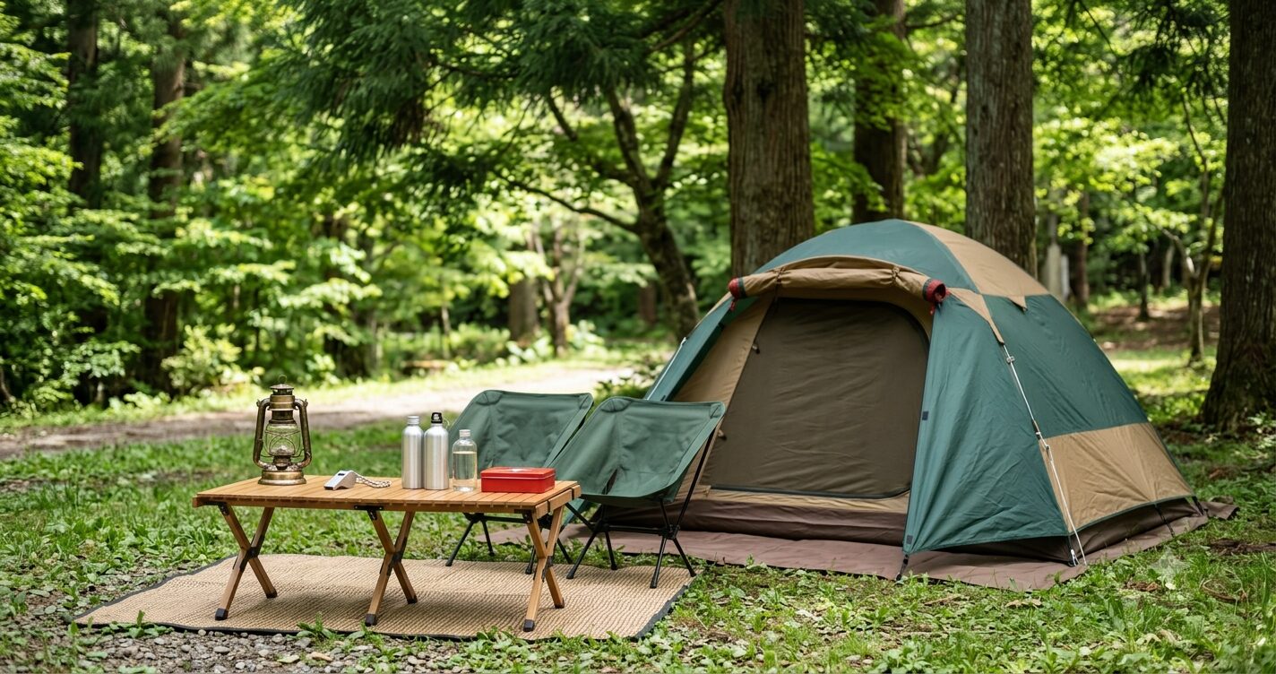 キャンプ場での虫対策を表すイメージ画像