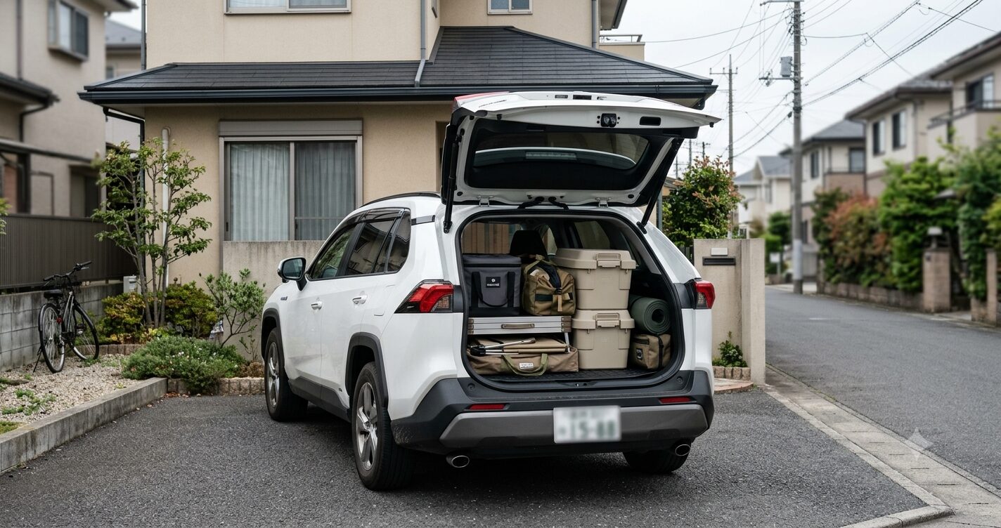 キャンプ用品を車に積みっぱなしにするリスクのイメージ