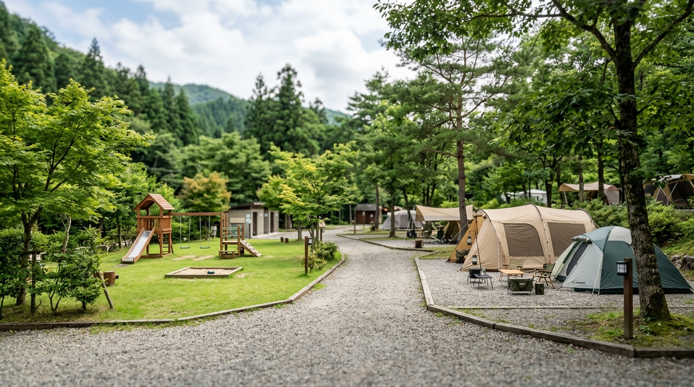 静かに過ごせるキャンプ場を表すイメージ画像